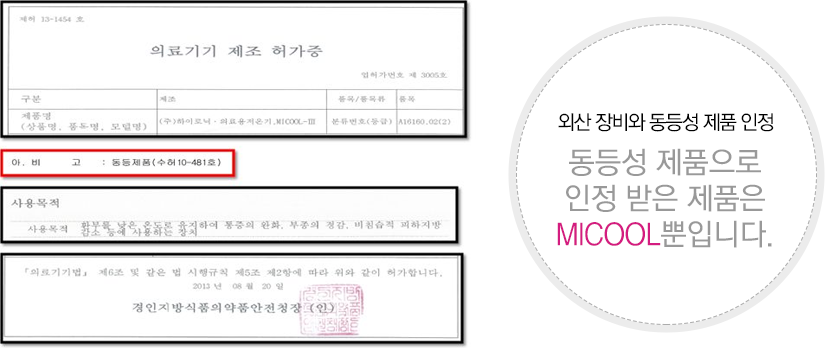 인정 받은 제품 MICOOL